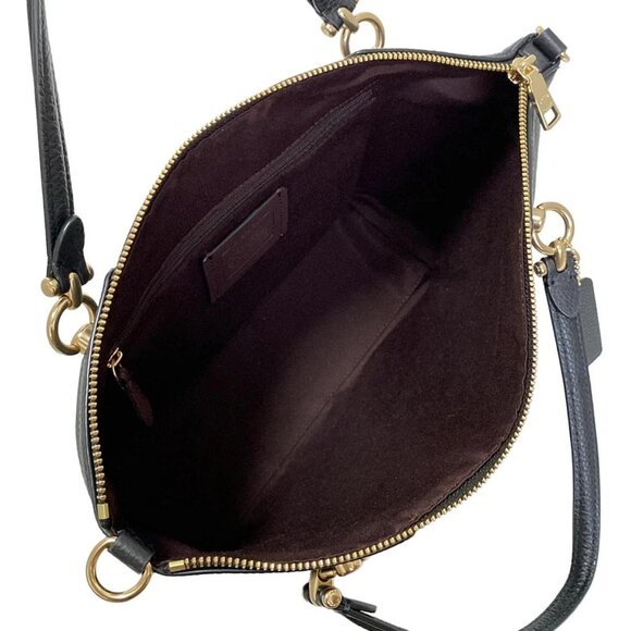 Auth COACH Casey Satchel C6230 Black Dark Brown PVC Leather - Handbag - Picture 7 of 10